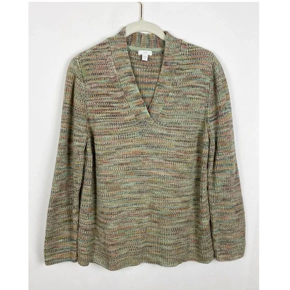 J Jill Marled Knit V Neck Sweater - Picture 1 of 5